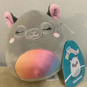 Squishmallows‎ Plush 5" Marlowe Grey Llama with Rainbow Belly